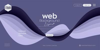 Landing page, Web header background with colorful line wave vector