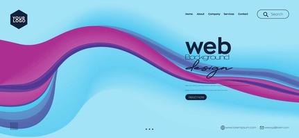 Landing page . web header background with colorful line wave vector