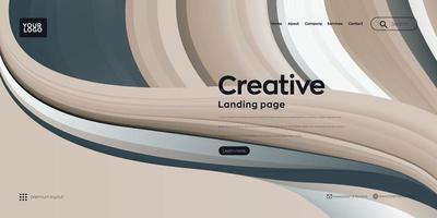 Landing page . web header background with colorful line wave vector