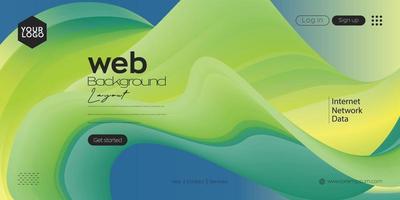 Landing page . web header background with colorful line wave vector