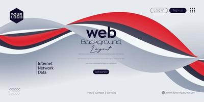 Landing page . web header background with colorful line wave vector