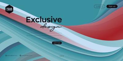 Landing page . web header background with colorful line wave vector