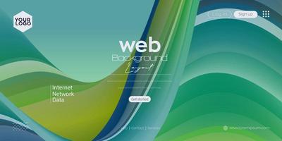 Landing page . web header background with colorful line wave vector