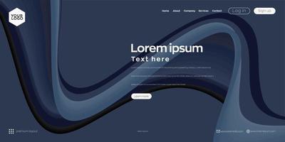 Landing page, Web header background with line wave vector