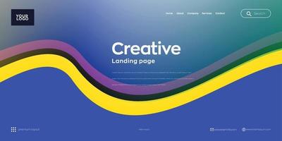 Landing page, Web header background with colorful line wave