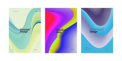 Corporate cover page design template with colorful line wave