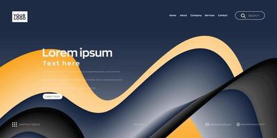 Landing page, Web header background with colorful line wave vector