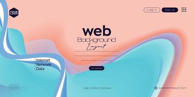 Landing page, Web header background with colorful line wave vector