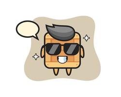 Cartoon mascot of wooden box with cool gesture vector