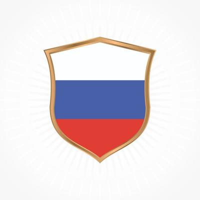 Russia flag vector with shield frame