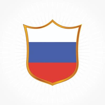 Russia flag vector with shield frame