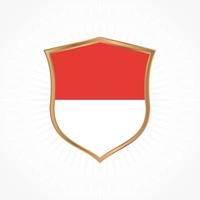 Indonesia or Monaco flag vector with shield frame