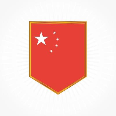 China flag vector with shield frame