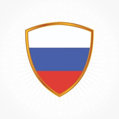 Russia flag vector with shield frame