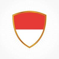 Indonesia or Monaco flag vector with shield frame