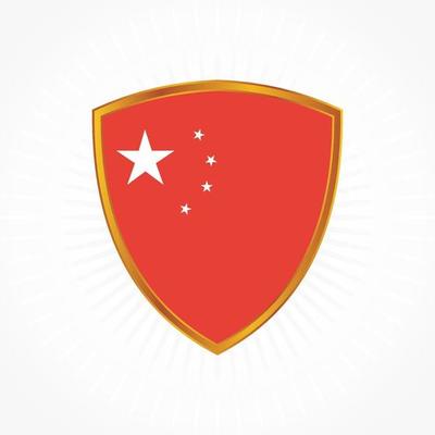 China flag vector with shield frame
