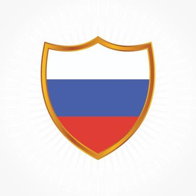 Russia flag vector with shield frame