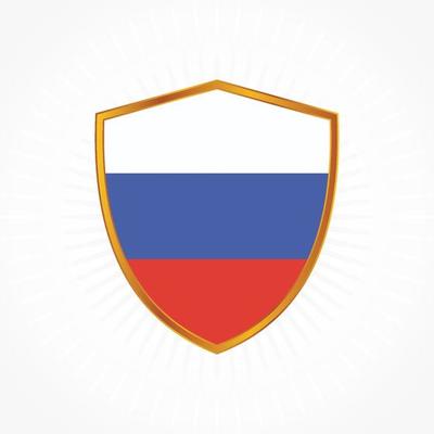 Russia flag vector with shield frame