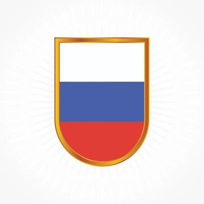 Russia flag vector with shield frame