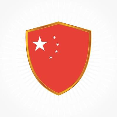 China flag vector with shield frame