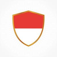 Indonesia or Monaco flag vector with shield frame