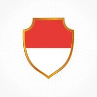 Indonesia or Monaco flag vector with shield frame