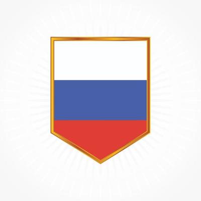 Russia flag vector with shield frame