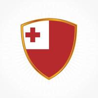 Tonga flag vector with shield frame