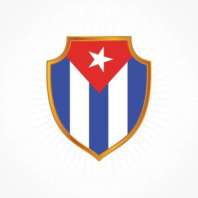 Cuba flag vector with shield frame