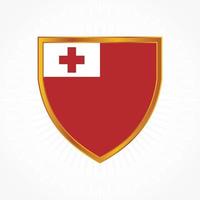 Tonga flag vector with shield frame