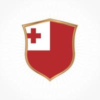 Tonga flag vector with shield frame