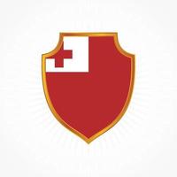 Tonga flag vector with shield frame