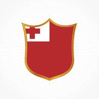 Tonga flag vector with shield frame