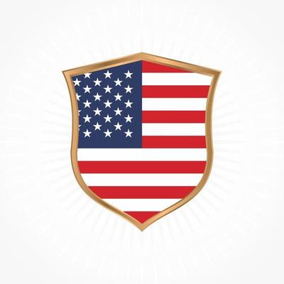 United States flag vector with shield frame