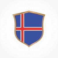 Iceland flag vector with shield frame