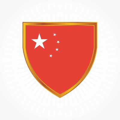 China flag vector with shield frame