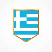 Greece flag vector with shield frame