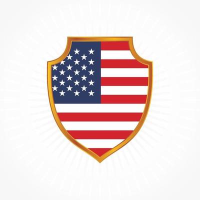 United States flag vector with shield frame