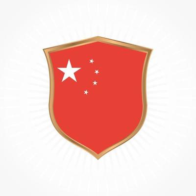 China flag vector with shield frame