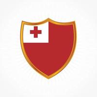 Tonga flag vector with shield frame