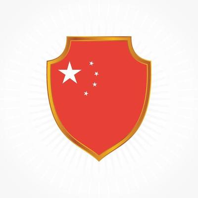 China flag vector with shield frame