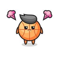 annoyed expression of the cute basketball cartoon character vector