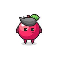 cute apple character with suspicious expression vector