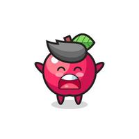 cute apple mascot with a yawn expression vector