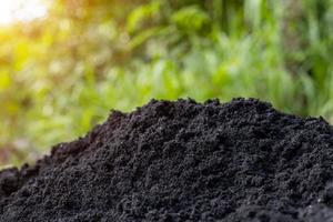 Soil and black husks to prepare for planting photo