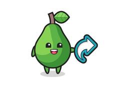 cute avocado hold social media share symbol vector