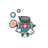 target archery character is bathing while holding soap vector