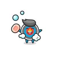 target archery character is bathing while holding soap vector