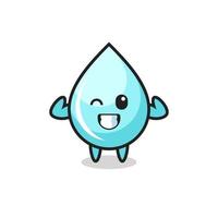 the muscular water drop character is posing showing his muscles vector