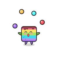 the rainbow cake circus cartoon juggling a ball vector